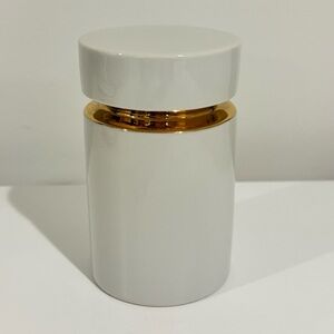 Vintage Trina porcelain apothecary jar & lid white gold tone accents from Japan